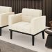 Poltrona Decorativa Karen Pés Fixo em Madeira Preto Veludo Bege G19 - Gran Belo