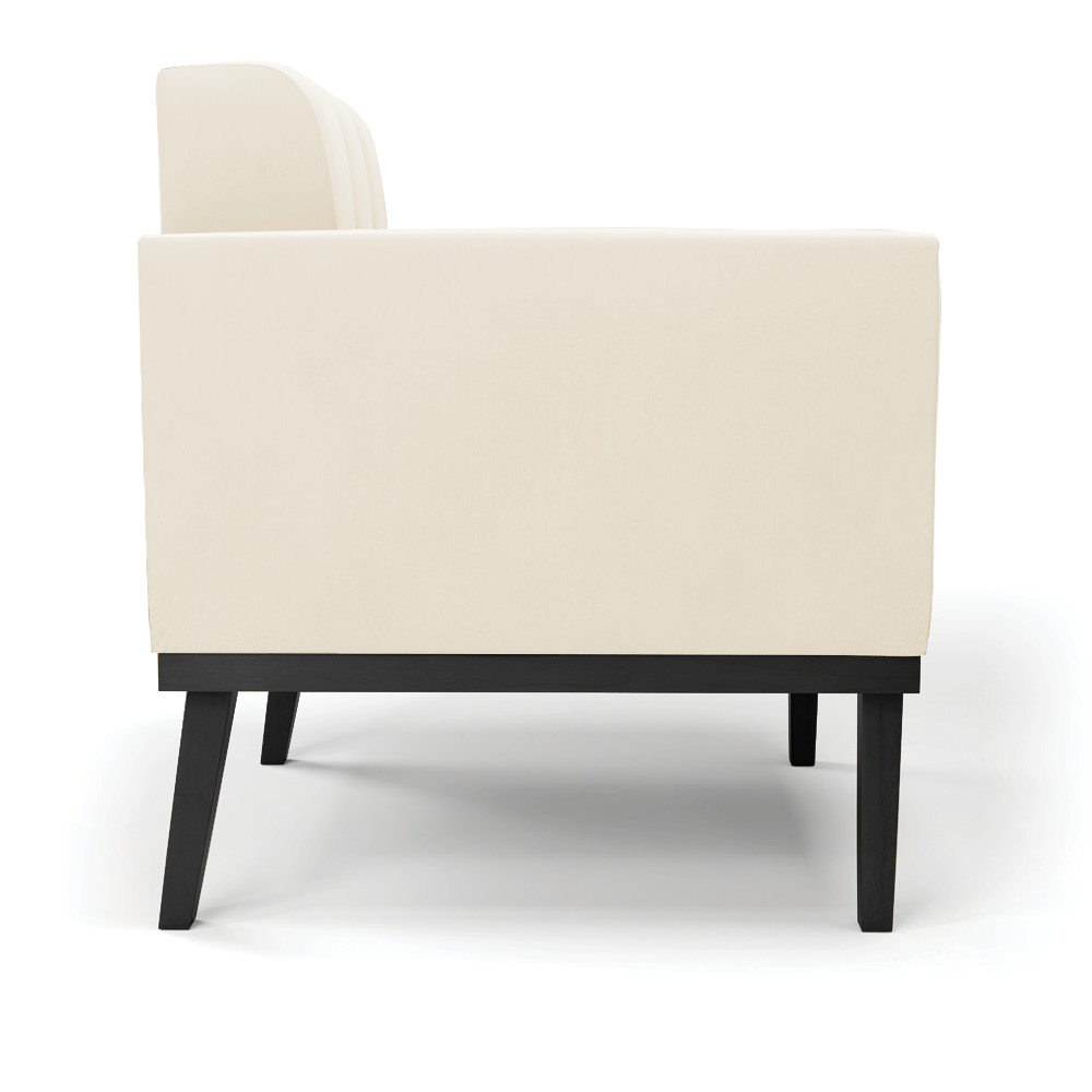 Poltrona Decorativa Karen Pés Fixo em Madeira Preto Veludo Bege G19 - Gran Belo