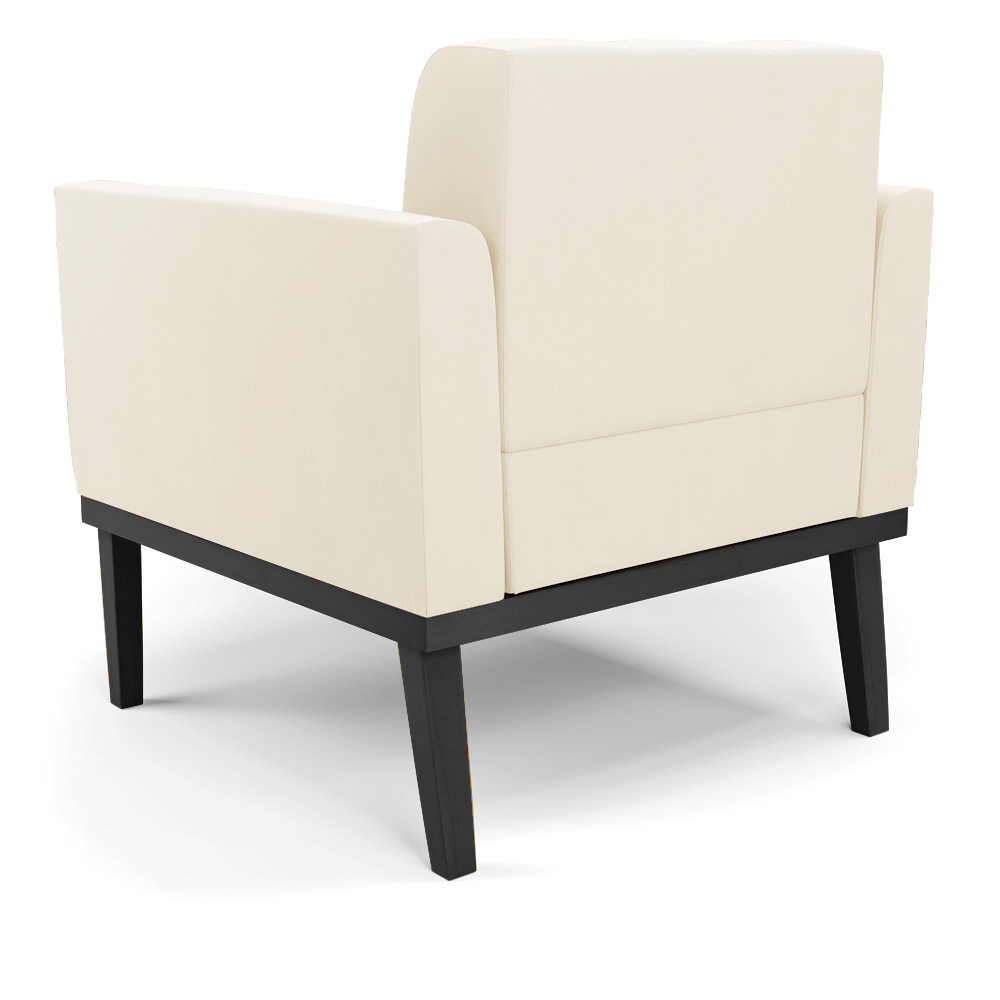 Poltrona Decorativa Karen Pés Fixo em Madeira Preto Veludo Bege G19 - Gran Belo