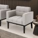 Poltrona Decorativa Karen Pés Fixo em Madeira Preto Veludo Cinza G19 - Gran Belo