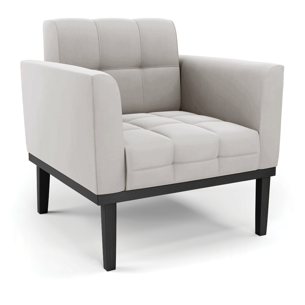 Poltrona Decorativa Karen Pés Fixo em Madeira Preto Veludo Cinza G19 - Gran Belo