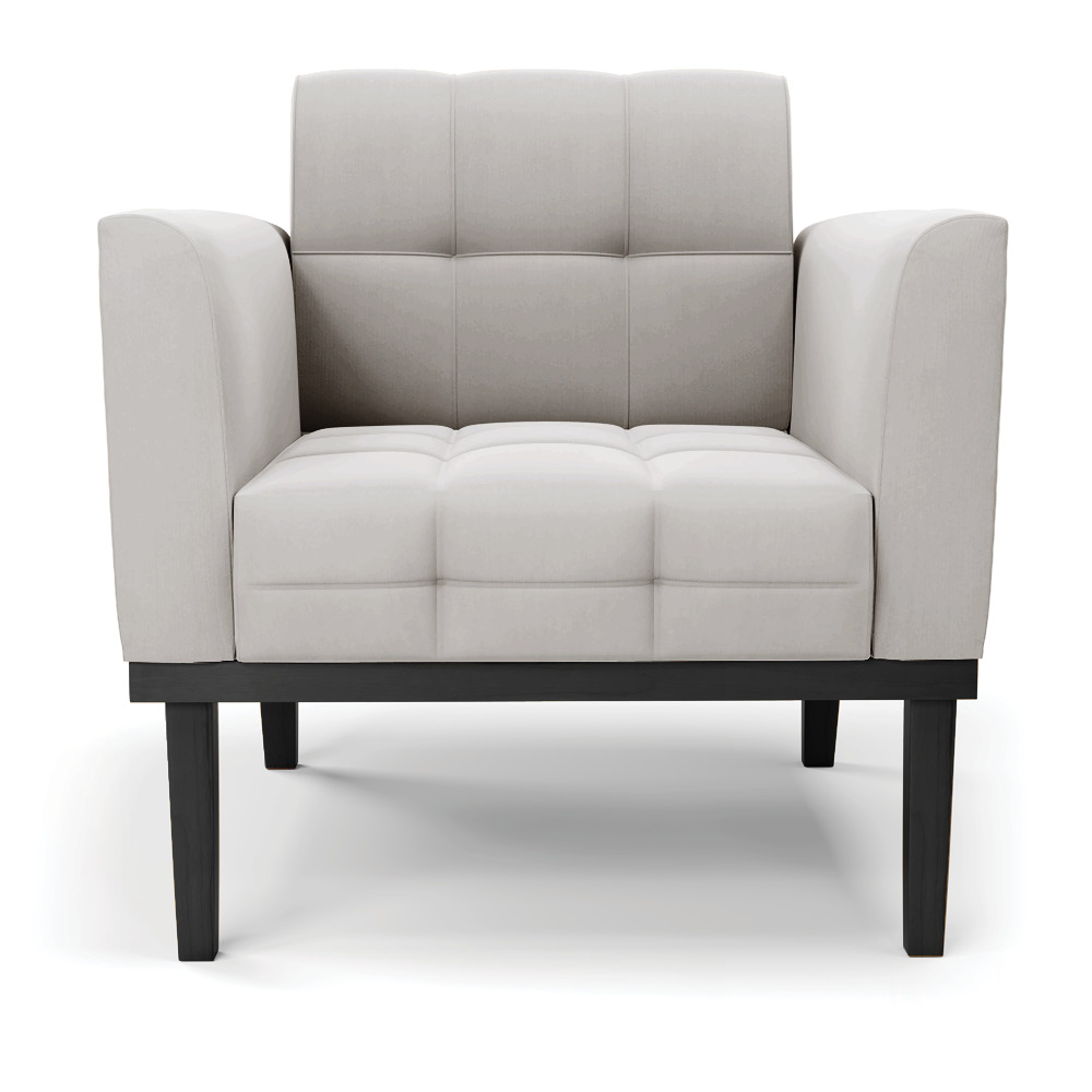 Poltrona Decorativa Karen Pés Fixo em Madeira Preto Veludo Cinza G19 - Gran Belo