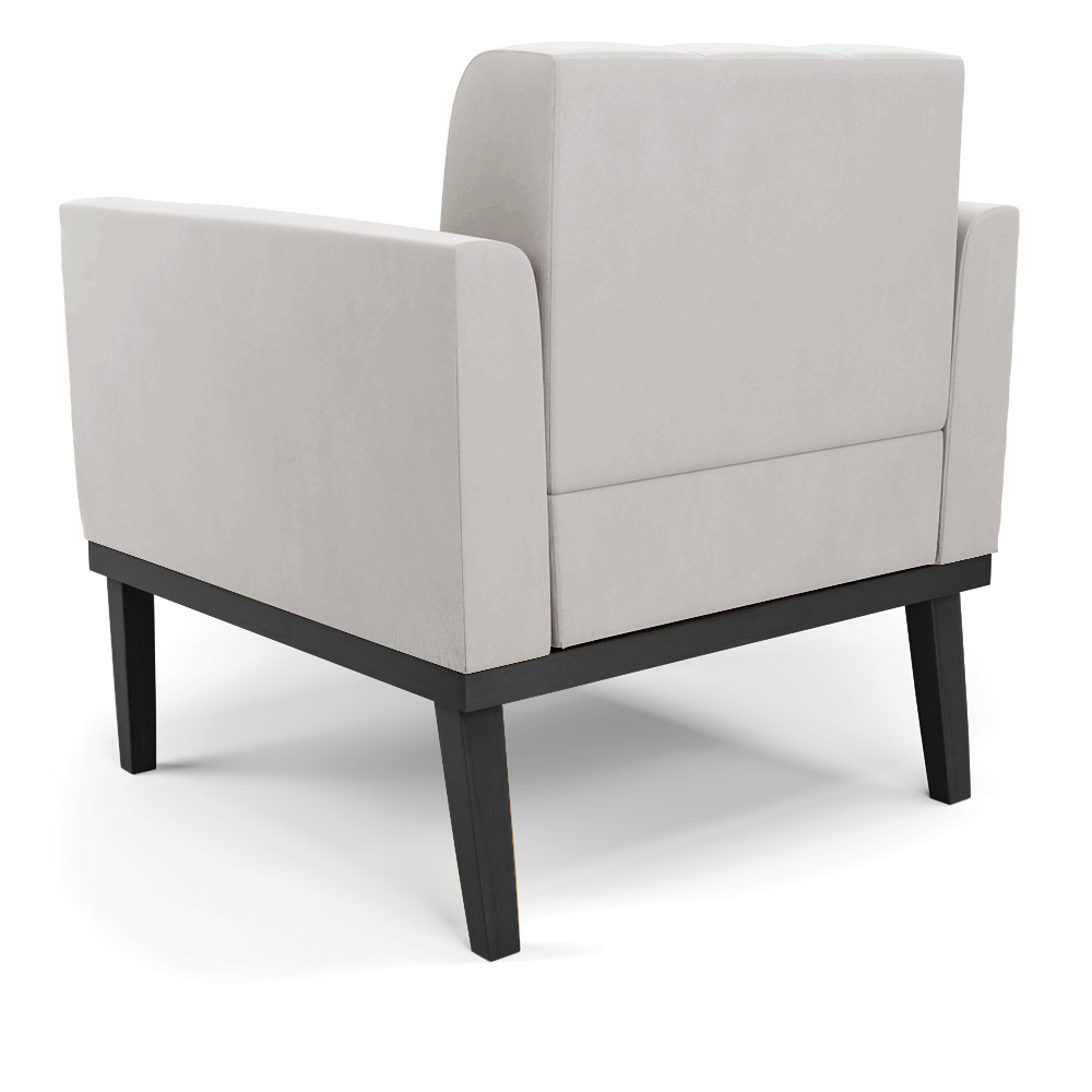 Poltrona Decorativa Karen Pés Fixo em Madeira Preto Veludo Cinza G19 - Gran Belo