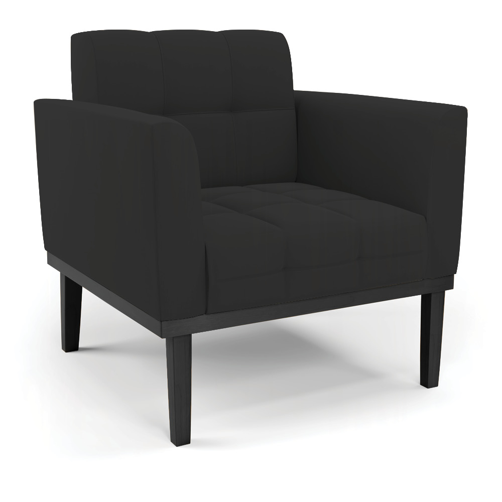 Poltrona Decorativa Karen Pés Fixo em Madeira Preto Veludo Preto G19 - Gran Belo
