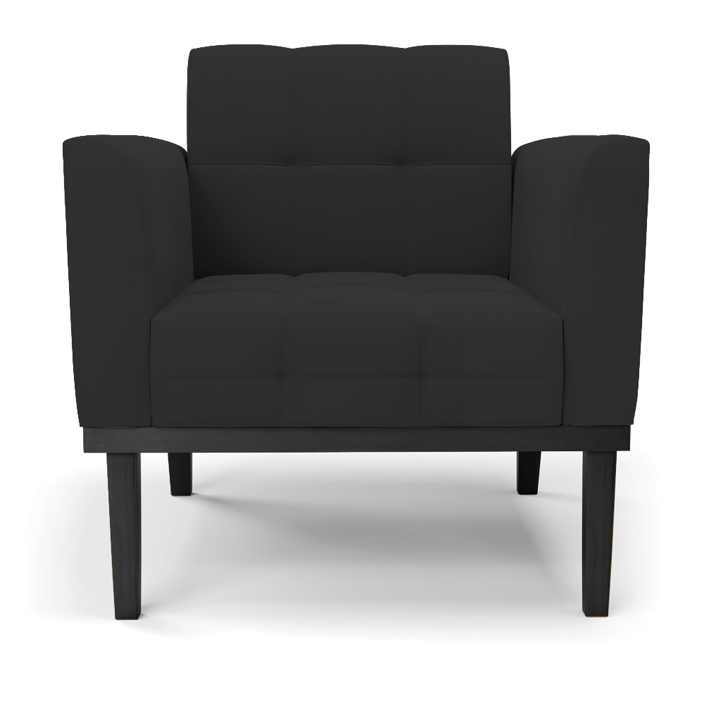 Poltrona Decorativa Karen Pés Fixo em Madeira Preto Veludo Preto G19 - Gran Belo