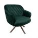Poltrona Decorativa Kitana Pés Champagne Giratório Veludo Verde G15 - Gran Belo