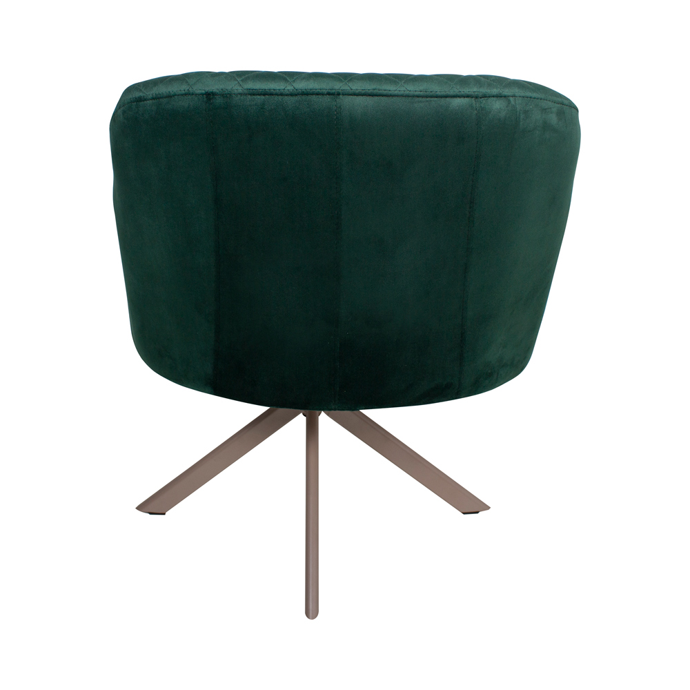 Poltrona Decorativa Kitana Pés Champagne Giratório Veludo Verde G15 - Gran Belo