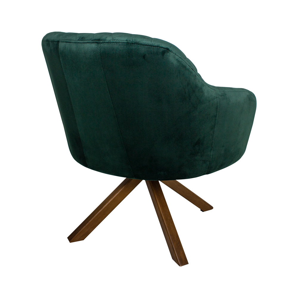 Poltrona Decorativa Kitana Pés Madeira Giratório Veludo Verde G15 - Gran Belo