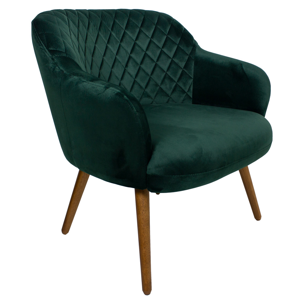Poltrona Decorativa Kitana Pés Madeira Palito Veludo Verde G15 - Gran Belo
