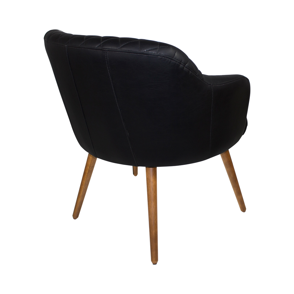 Poltrona Decorativa Kitana Pés Palito PU Sintético Preto G15 - Gran Belo