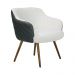 Poltrona Decorativa Kitana Pés Palito PU Sintético/Linho Cinza/Branco G15 - Gran Belo
