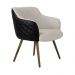 Poltrona Decorativa Kitana Pés Palito PU Sintético/Linho Preto/Areia G15 - Gran Belo