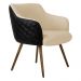 Poltrona Decorativa Kitana Pés Palito PU Sintético/Linho Preto/Bege G15 - Gran Belo