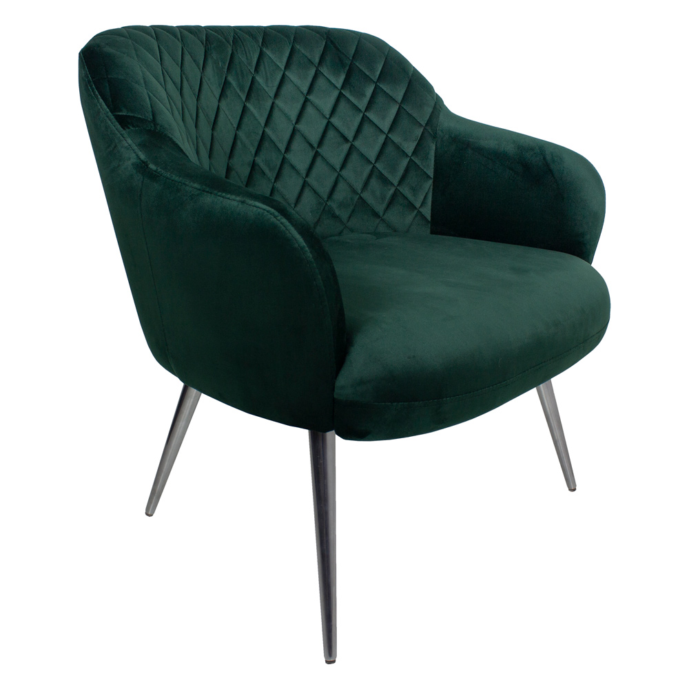 Poltrona Decorativa Kitana Pés Polido Palito Veludo Verde G15 - Gran Belo