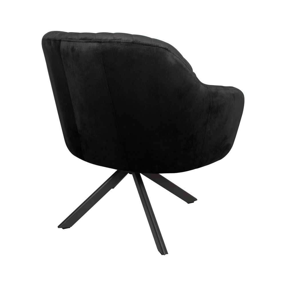 Poltrona Decorativa Kitana Pés Preto Giratório Veludo Preto G15 - Gran Belo