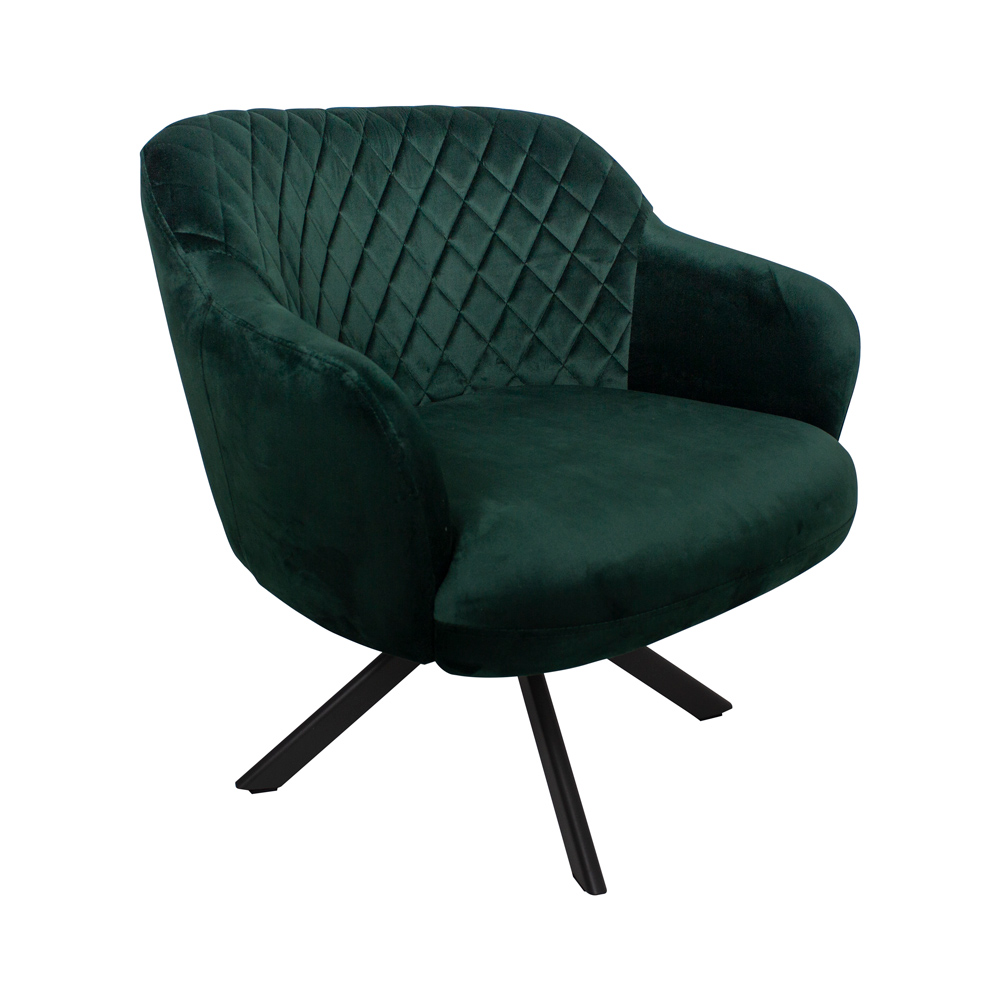 Poltrona Decorativa Kitana Pés Preto Giratório Veludo Verde G15 - Gran Belo