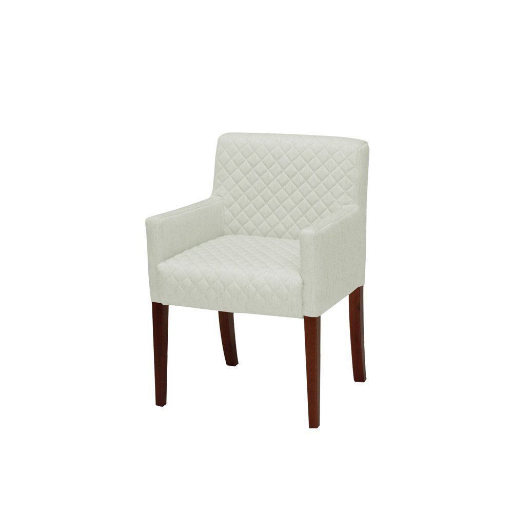 Poltrona Decorativa Liverpool Base Madeira PU Sintético Bege G15 - Gran Belo