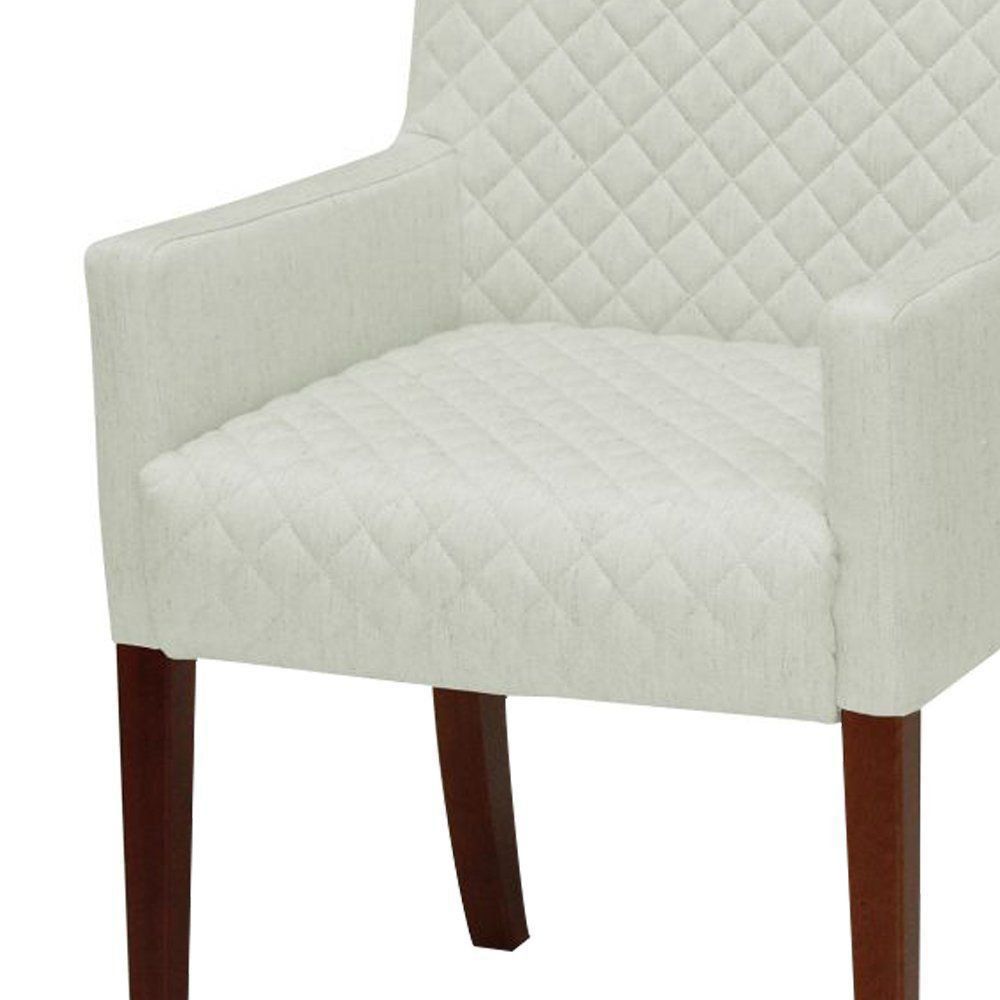Poltrona Decorativa Liverpool Base Madeira PU Sintético Bege G15 - Gran Belo