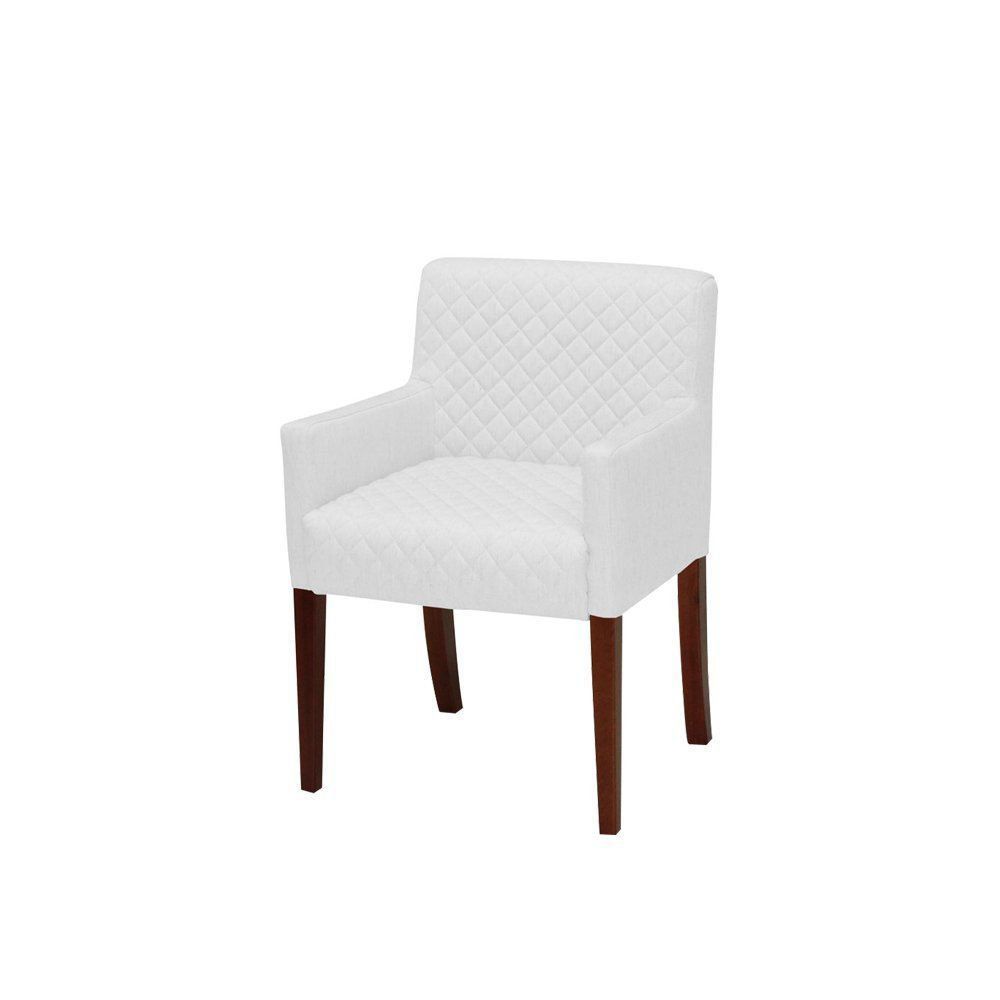 Poltrona Decorativa Liverpool Base Madeira PU Sintético Branco G15 - Gran Belo