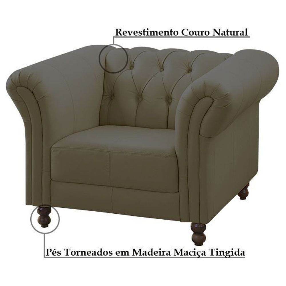 Poltrona Decorativa Maggiore Couro Fendi G58 - Gran Belo