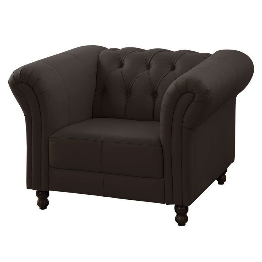 Poltrona Decorativa Maggiore Couro Marrom G58 - Gran Belo