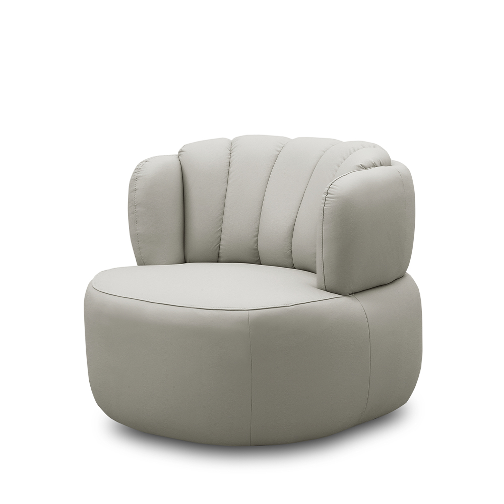 Poltrona Decorativa Mariele Sala de Estar Base Giratória em Aço Couro Off White G88 - Gran Belo