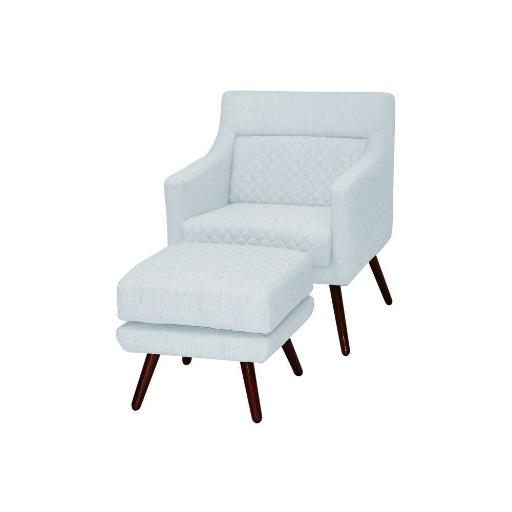 Poltrona Decorativa Mary C/Banqueta Corano Branco - Gran Belo