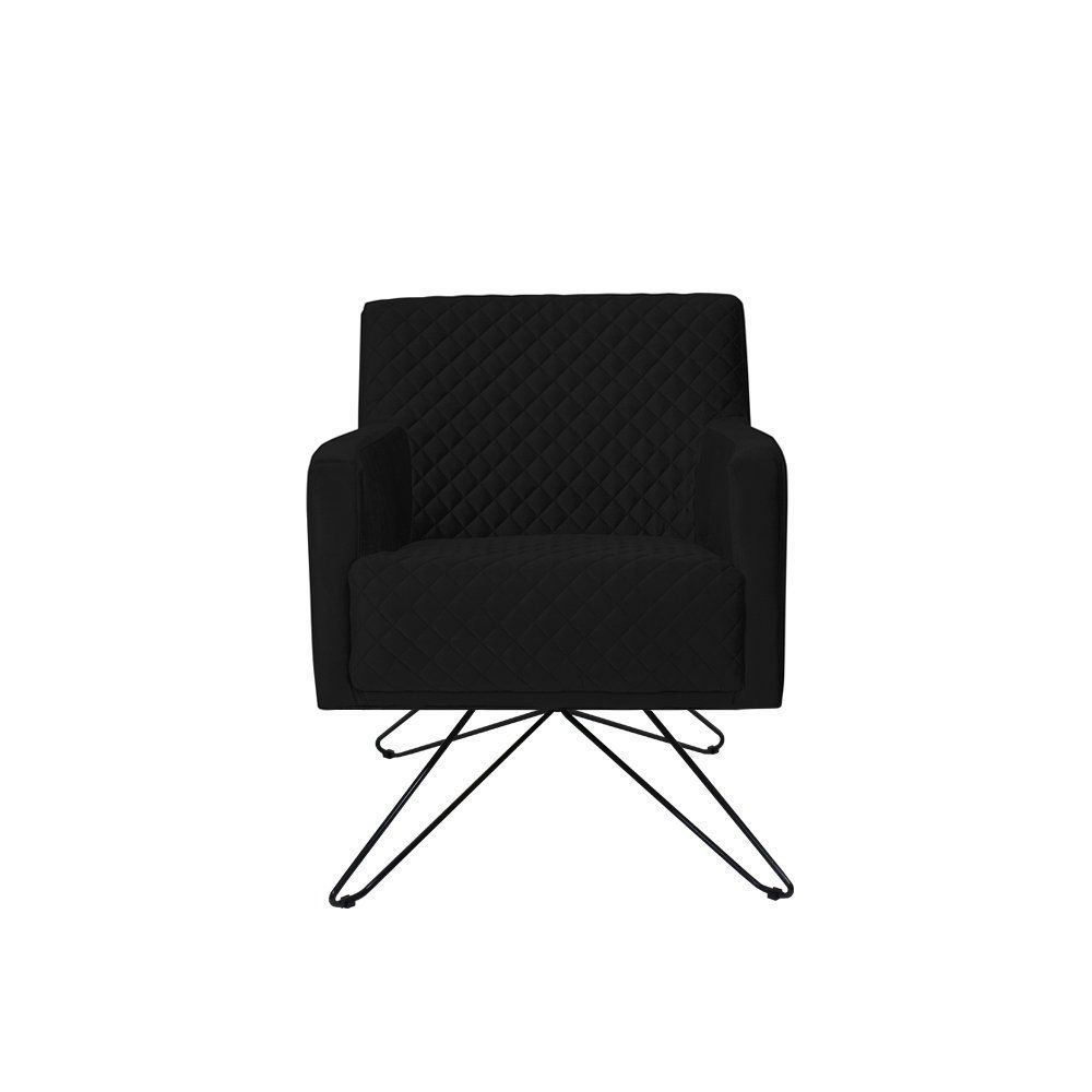 Poltrona Decorativa Nagoya Base Orby Corano Preto - Gran Belo