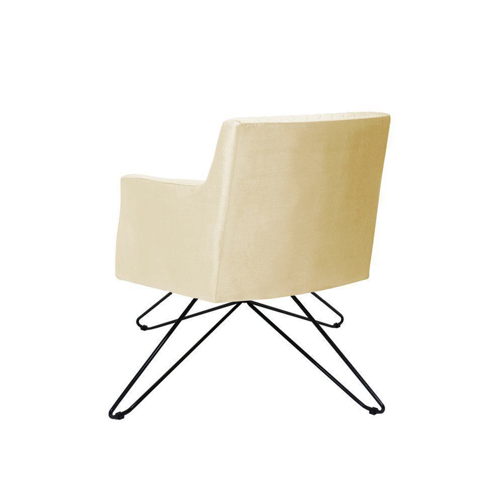 Poltrona Decorativa Nagoya Base Orby PU Sintético Bege G15 - Gran Belo
