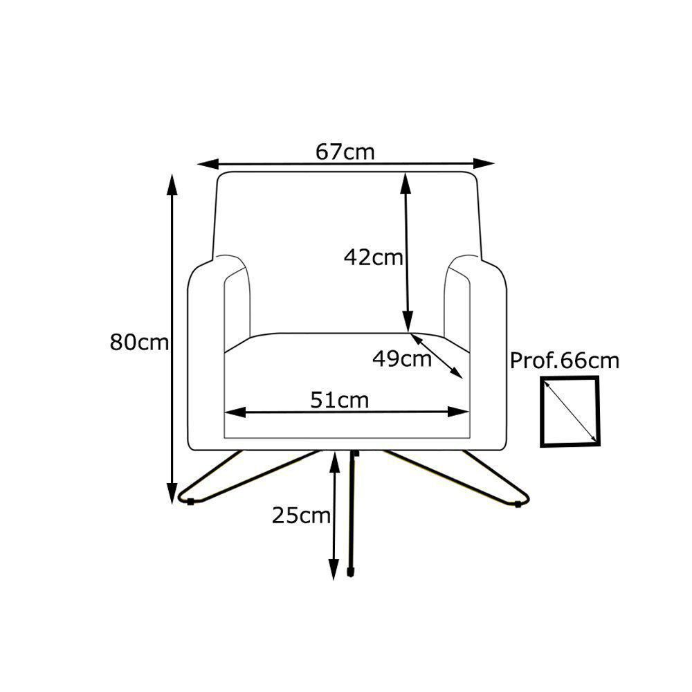 Poltrona Decorativa Nagoya Base Orby PU Sintético Bege G15 - Gran Belo