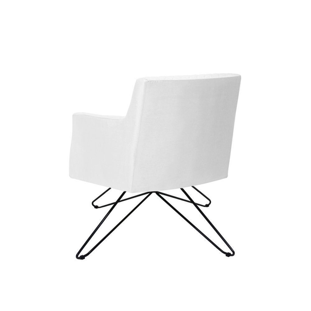 Poltrona Decorativa Nagoya Base Orby PU Sintético Branco G15 - Gran Belo
