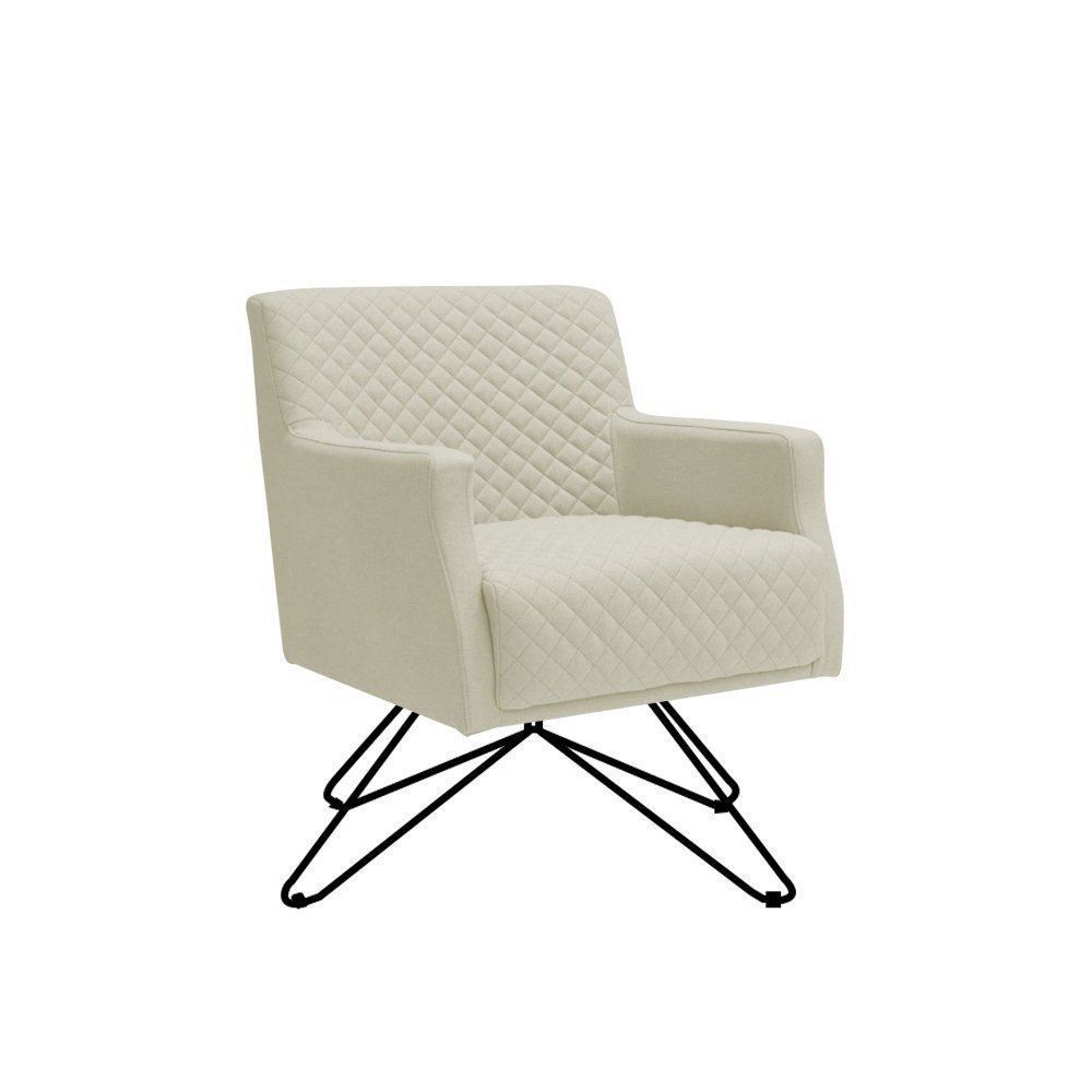 Poltrona Decorativa Nagoya Base Orby Veludo Bege G15 - Gran Belo