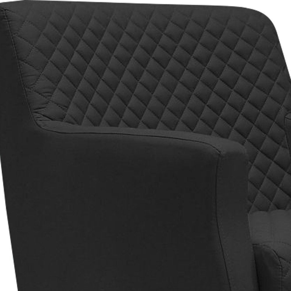 Poltrona Decorativa Nagoya Pés Madeira PU Sintético Preto G15 - Gran Belo