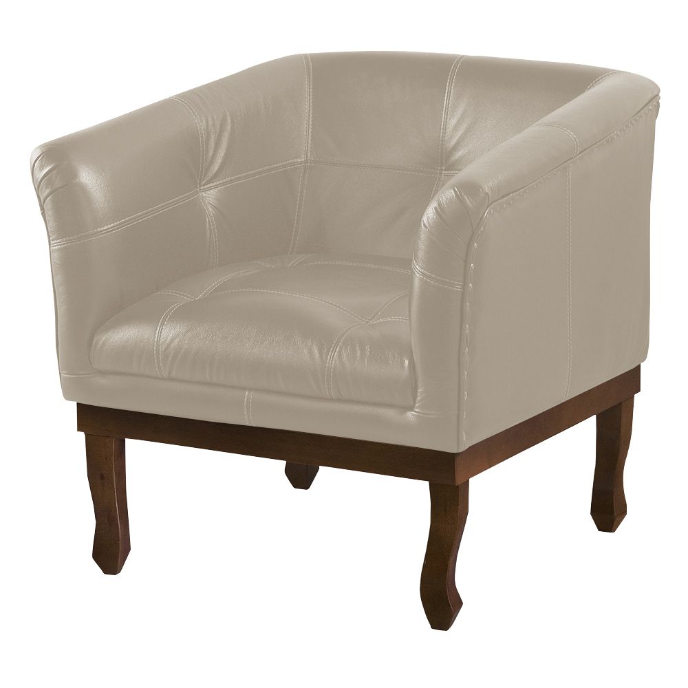 Poltrona Decorativa Noah Couro Bege 66 Fosco - Gran Belo