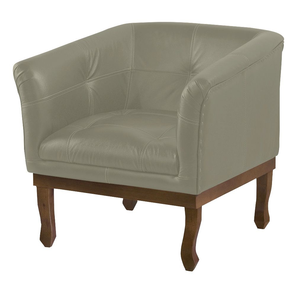 Poltrona Decorativa Noah Couro Cinza - Gran Belo