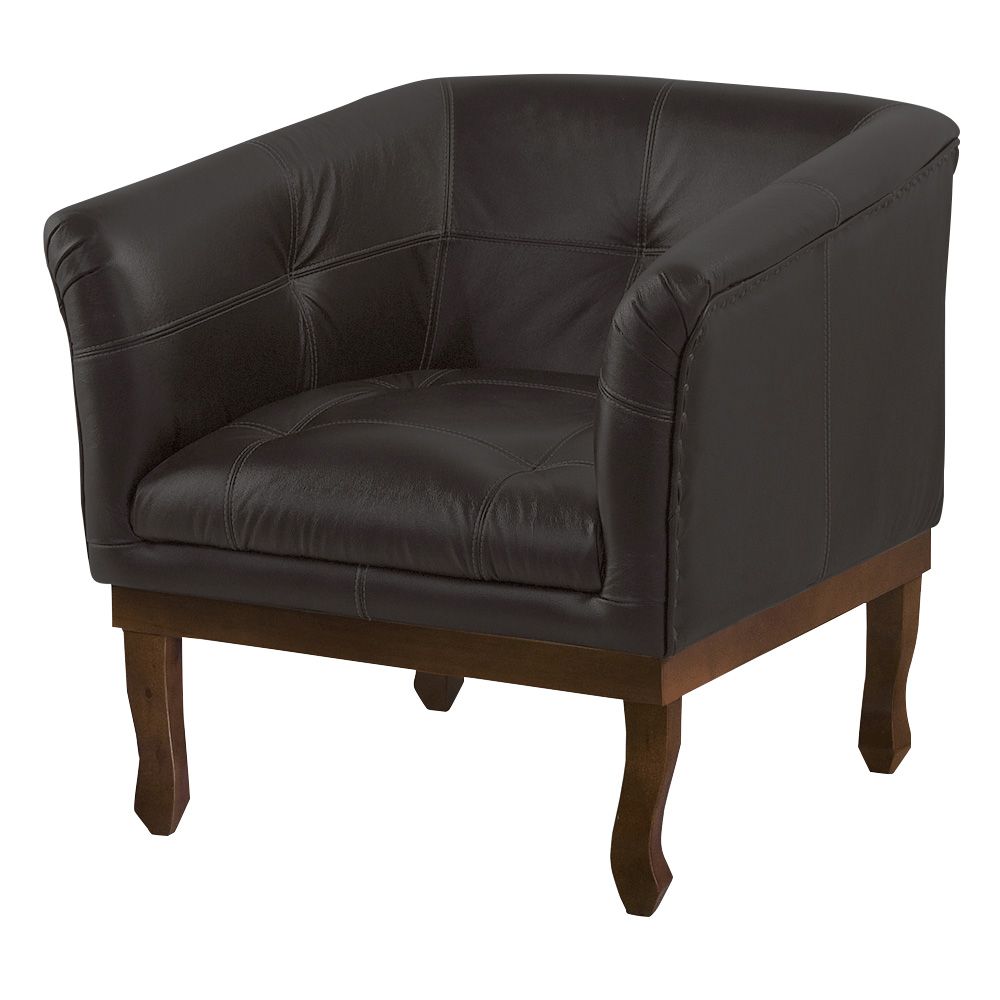 Poltrona Decorativa Noah Couro Marrom Fosco - Gran Belo