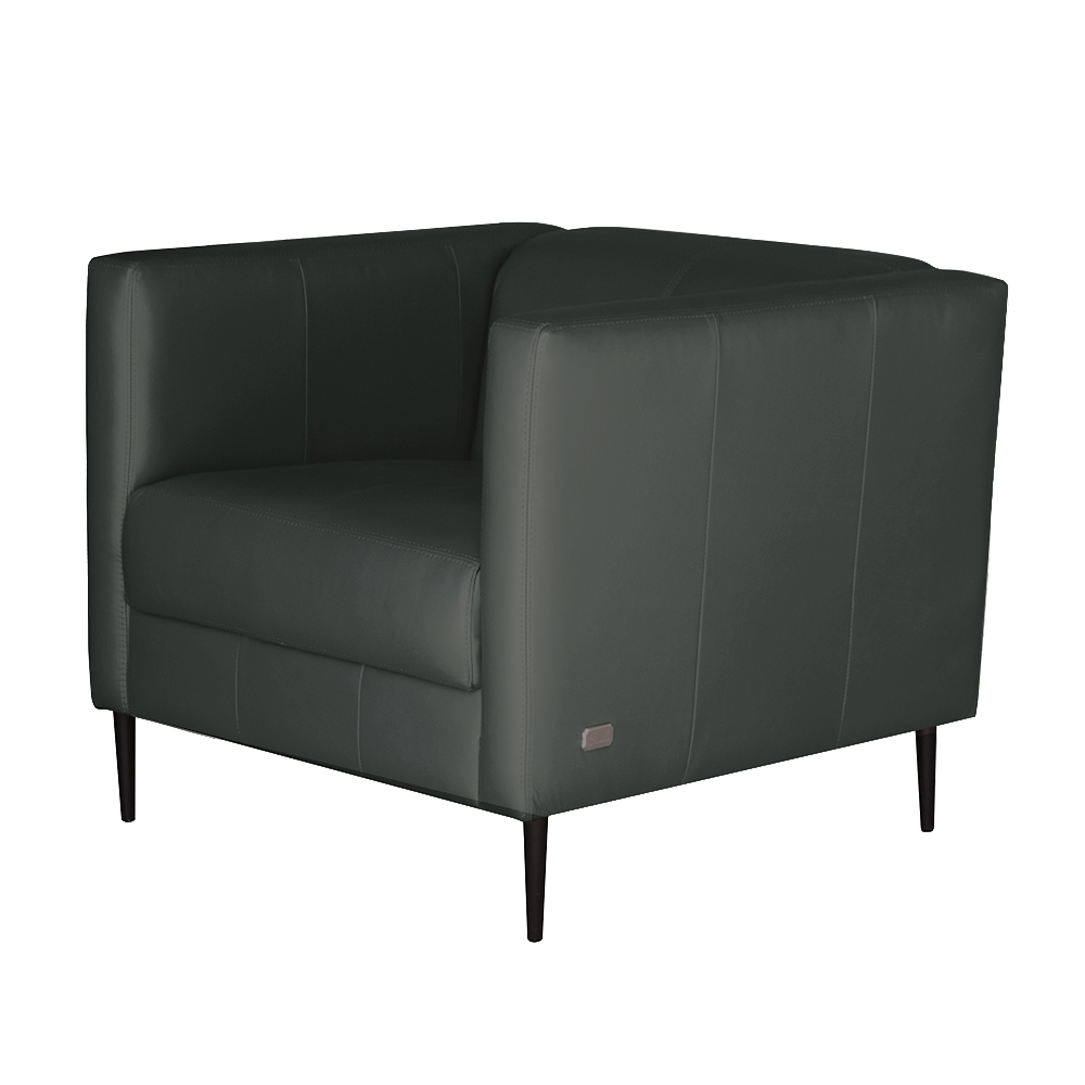 Poltrona Decorativa Pé De Ferro Iráklio Couro Verde G58 - Gran Belo