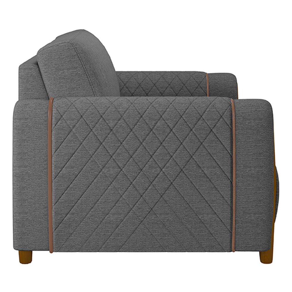 Poltrona Decorativa Pés Madeira Maceió Linho Chumbo G45 - Gran Belo