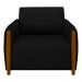 Poltrona Decorativa Pés Madeira Maceió Veludo Preto G45 - Gran Belo