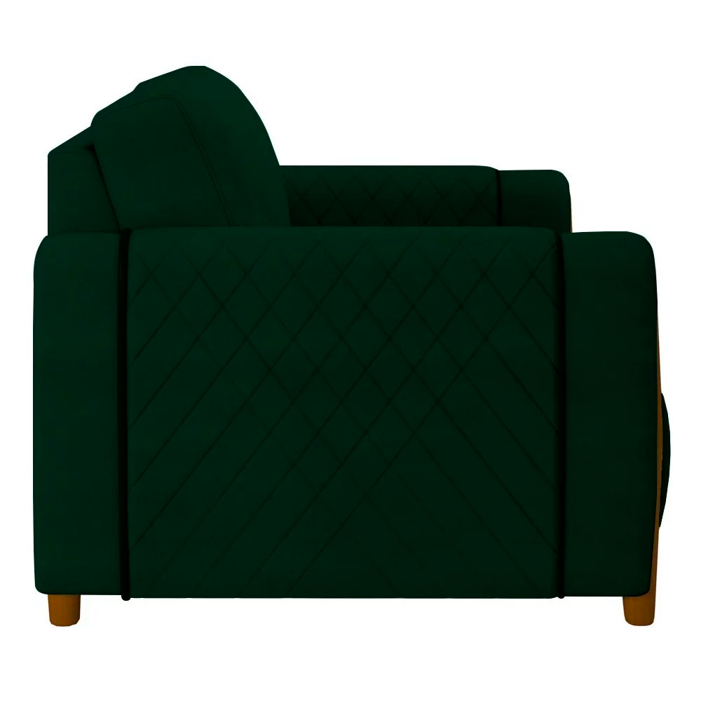 Poltrona Decorativa Pés Madeira Maceió Veludo Verde G45 - Gran Belo