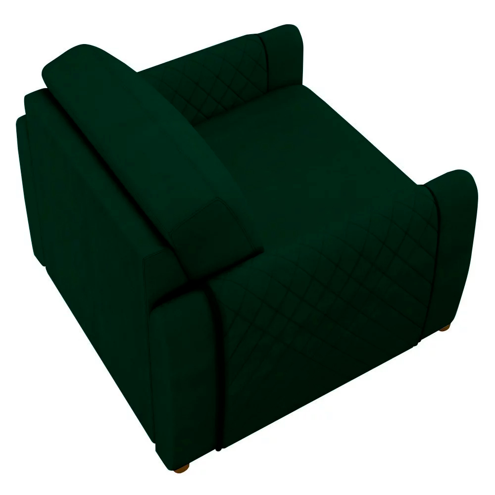 Poltrona Decorativa Pés Madeira Maceió Veludo Verde G45 - Gran Belo