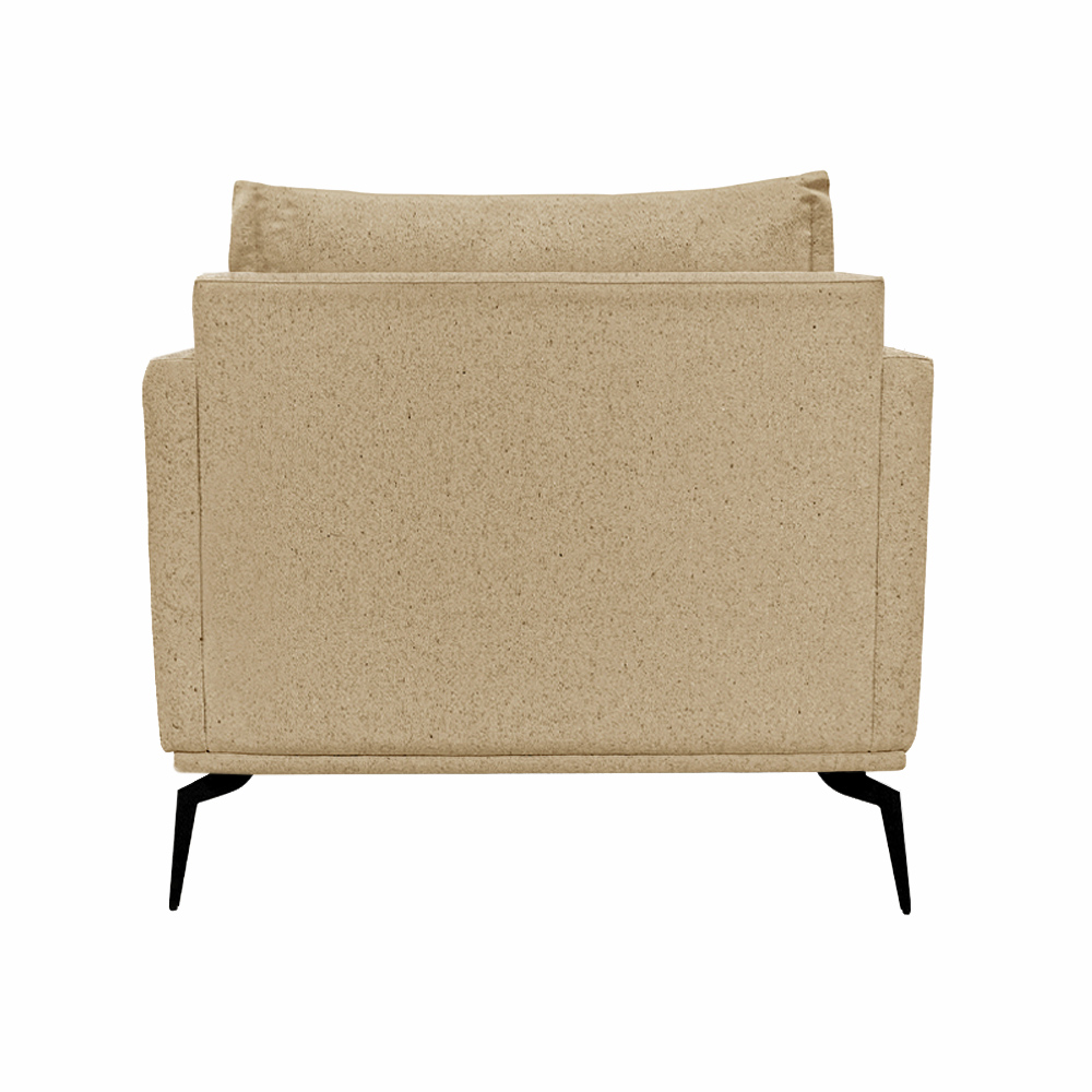 Poltrona Decorativa Pés em Aço Stagno Linho Bege G63 - Gran Belo