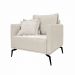 Poltrona Decorativa Pés em Aço Stagno Linho Off White Rústico G63 - Gran Belo
