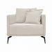 Poltrona Decorativa Pés em Aço Stagno Linho Off White Rústico G63 - Gran Belo