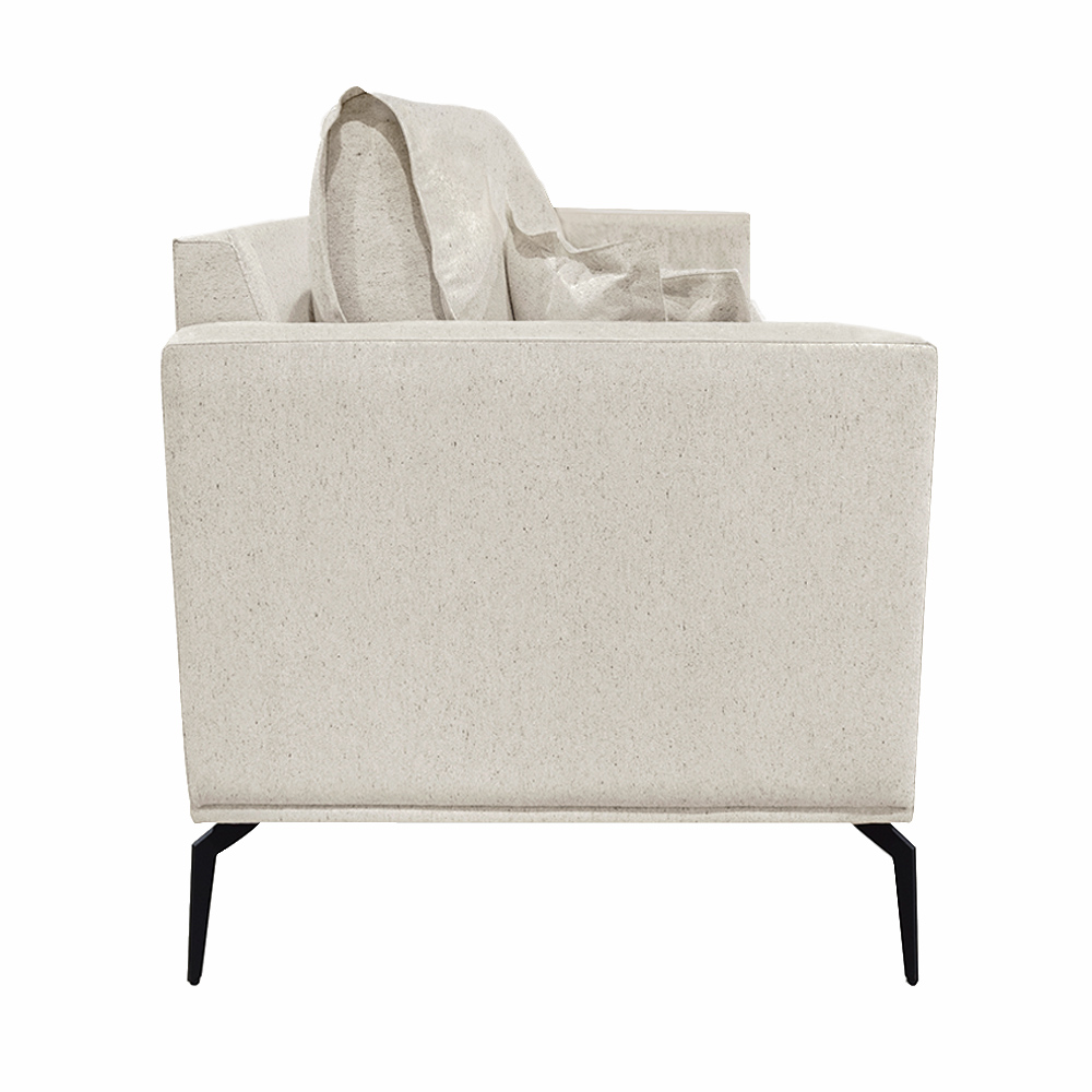 Poltrona Decorativa Pés em Aço Stagno Linho Off White Rústico G63 - Gran Belo