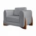 Poltrona Decorativa Pés em Madeira Buzz Linho Cinza G63 - Gran Belo