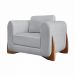Poltrona Decorativa Pés em Madeira Buzz Linho Cinza Rustico G63 - Gran Belo