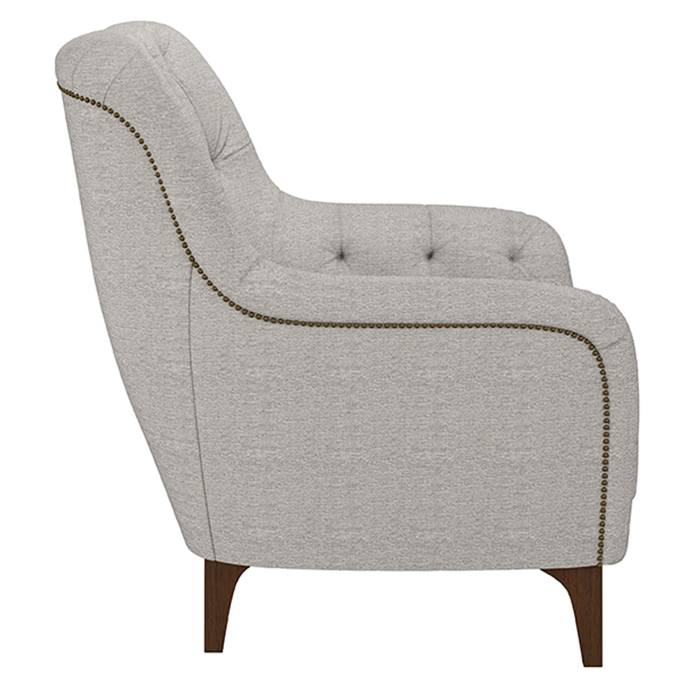 Poltrona Decorativa Pés em Madeira Petra Linho Cinza G45 - Gran Belo