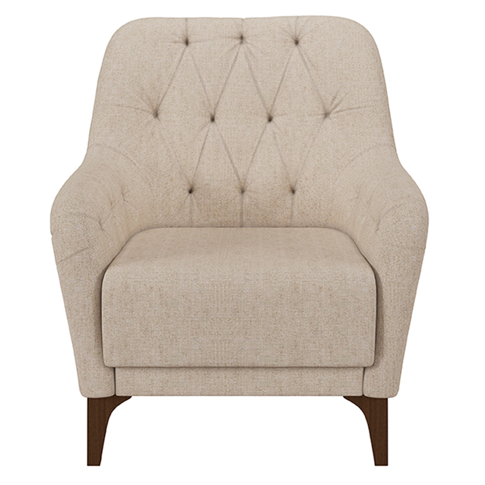 Poltrona Decorativa Pés em Madeira Petra Linho Cru G45 - Gran Belo