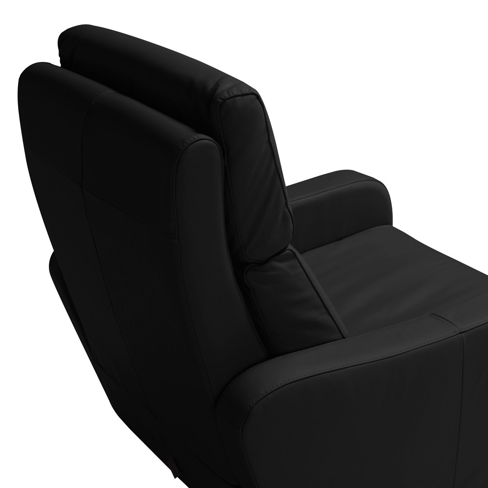 Poltrona Decorativa Reclinável Elétrica Moroni Couro Preto G43 - Gran Belo